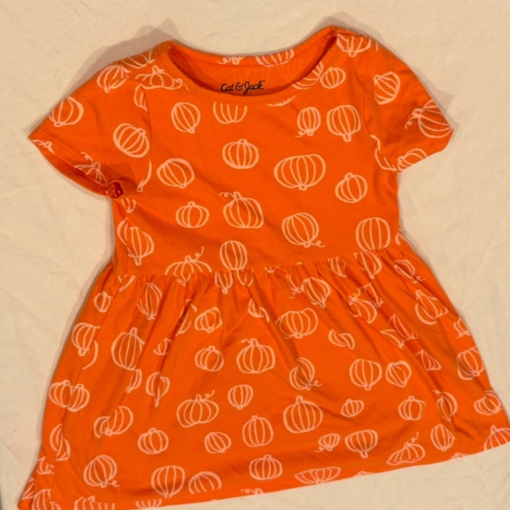 Cat & Jack orange pumpkin dress 3T, short sleeve, autumn, fall, Halloween